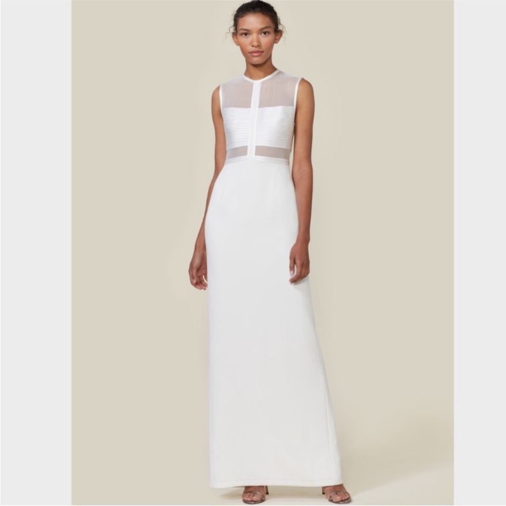 Halton Heritage Strip Applique Mesh Column Gown